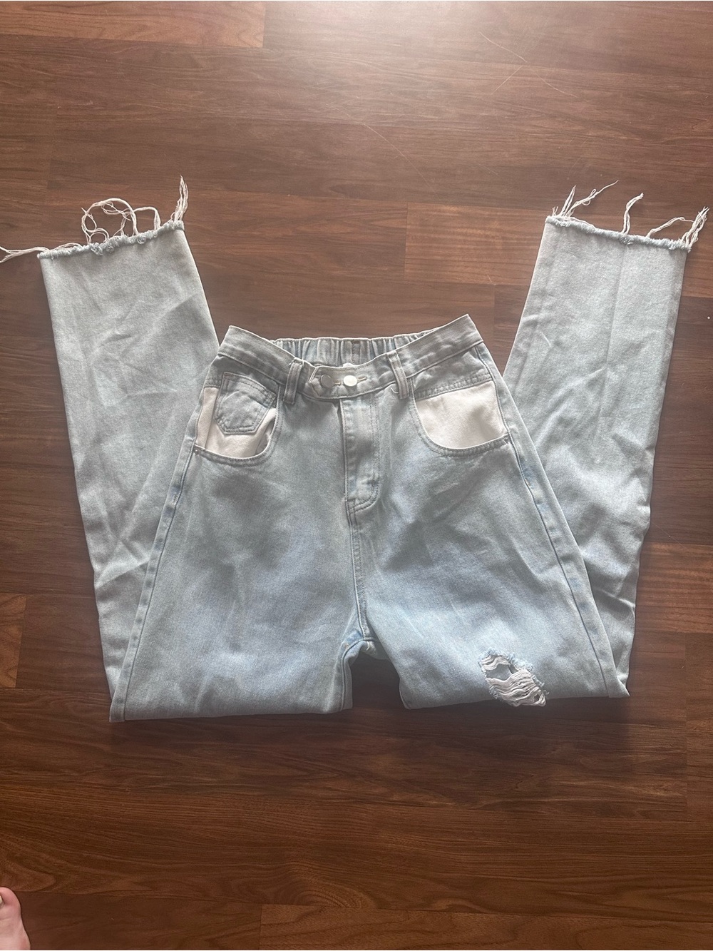 Princess Polly Light Blue Distressed High-Rise Jeans